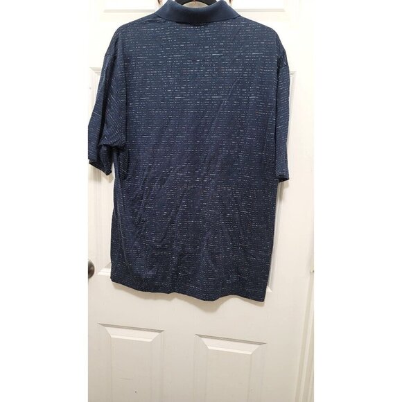 Nike Golf Mens L Polo Shirt Navy Blue Geometric Pattern Short Sleeve Button-Up C - Picture 3 of 7